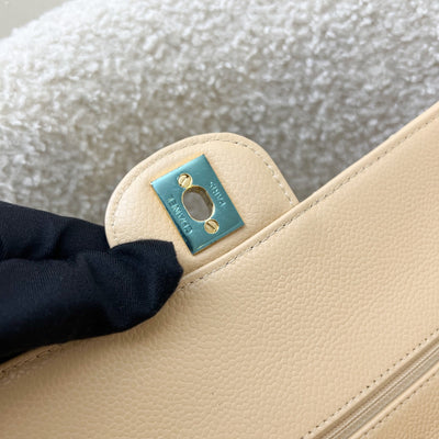 Chanel Medium Classic Flap CF in Beige Caviar and GHW