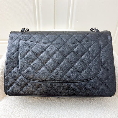 Chanel Classic Jumbo Double Flap DF in Black Caviar and SHW