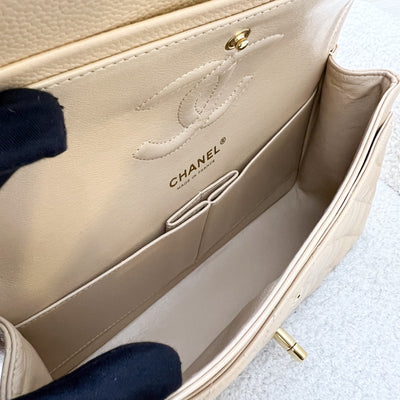 Chanel Medium Classic Flap CF in Beige Caviar and GHW