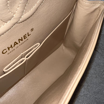 Chanel Medium Classic Flap CF in Beige Caviar and GHW