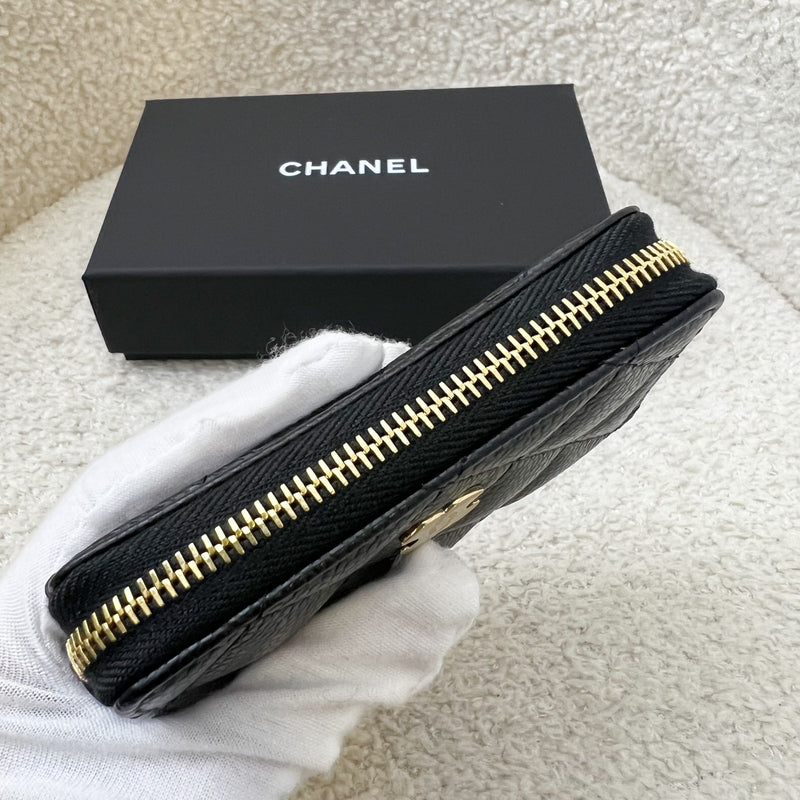 Chanel Classic Zippy Card Holder in Black Caviar and GHW (Model: AP0216)