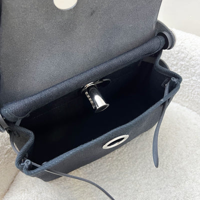 Hermes Mini Herbag Retourne in Noir Black Toile Militaire Canvas, Black Vache Hunter Leather and PHW (Includes free twilly)