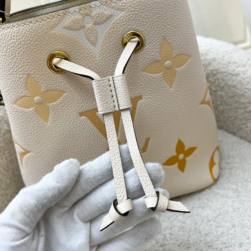 LV NéoNoé BB in By the Pool Gradient Beige Empreinte Leather and GHW (Model: M45716)