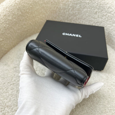 Chanel 19 Compact Trifold Wallet in Black Lambskin and AGHW