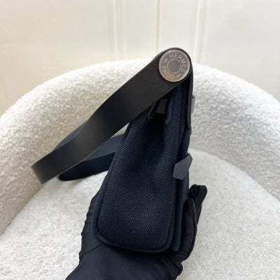 Hermes Mini Herbag Retourne in Noir Black Toile Militaire Canvas, Black Vache Hunter Leather and PHW (Includes free twilly)