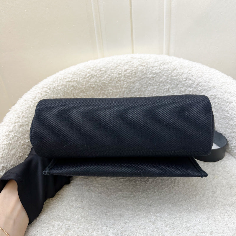 Hermes Mini Herbag Retourne in Noir Black Toile Militaire Canvas, Black Vache Hunter Leather and PHW (Includes free twilly)