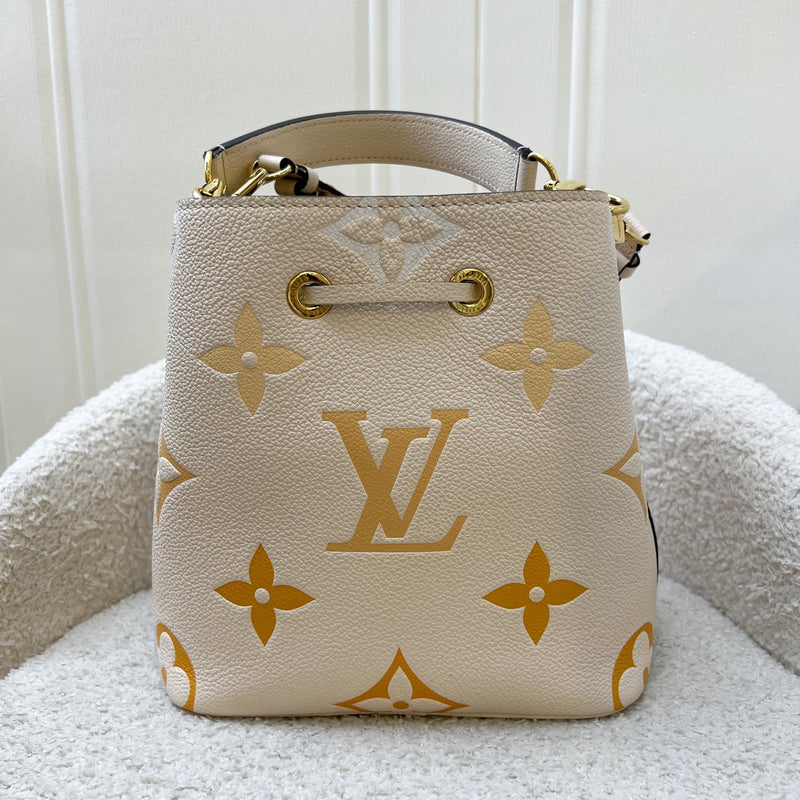 LV NéoNoé BB in By the Pool Gradient Beige Empreinte Leather and GHW (Model: M45716)