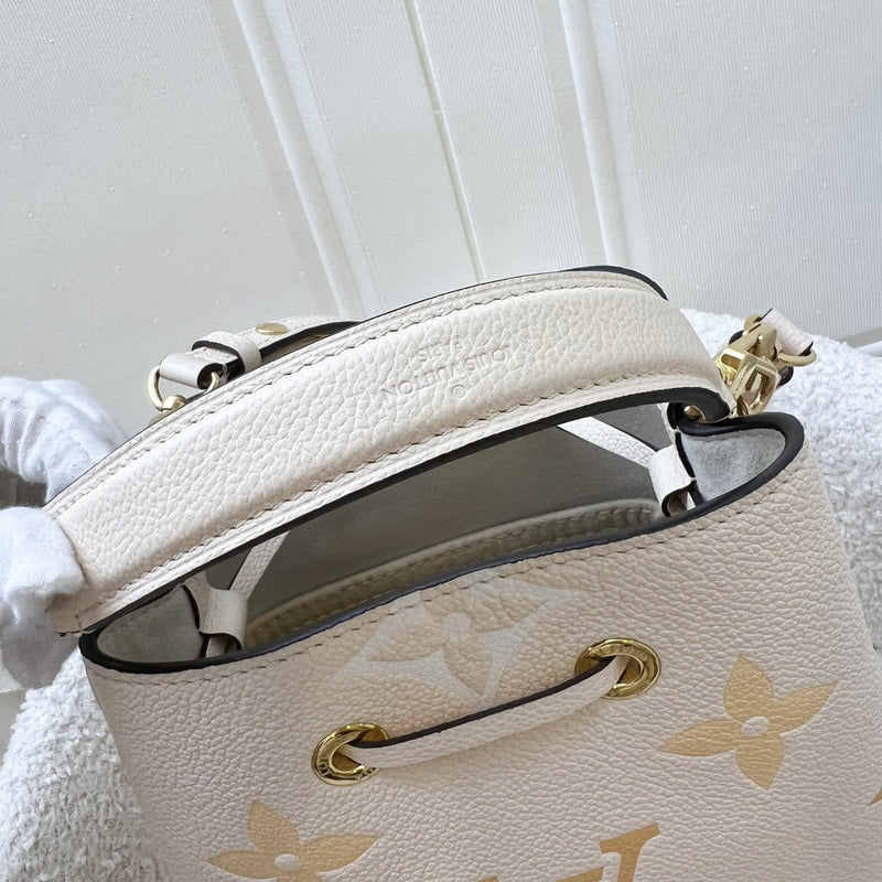 LV NéoNoé BB in By the Pool Gradient Beige Empreinte Leather and GHW (Model: M45716)