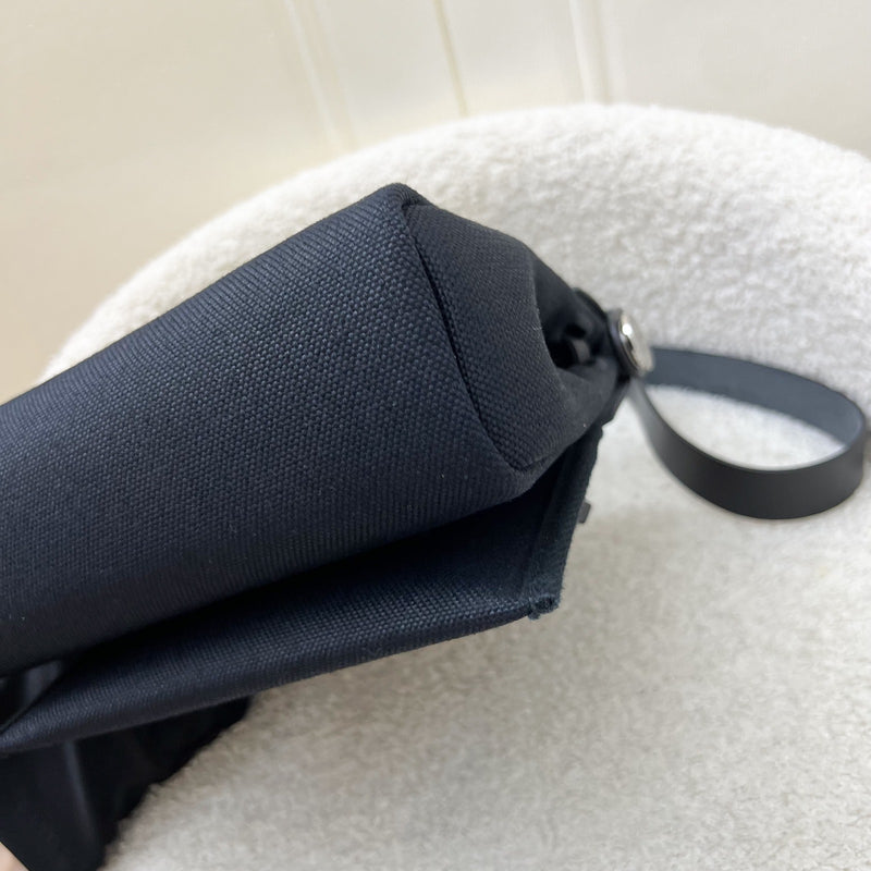 Hermes Mini Herbag Retourne in Noir Black Toile Militaire Canvas, Black Vache Hunter Leather and PHW (Includes free twilly)