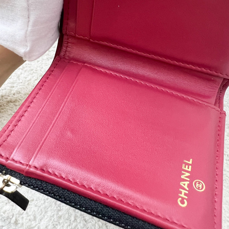 Chanel 19 Compact Trifold Wallet in Black Lambskin and AGHW