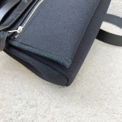 Hermes Mini Herbag Retourne in Noir Black Toile Militaire Canvas, Black Vache Hunter Leather and PHW (Includes free twilly)