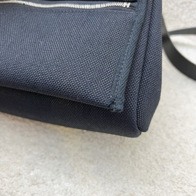 Hermes Mini Herbag Retourne in Noir Black Toile Militaire Canvas, Black Vache Hunter Leather and PHW (Includes free twilly)