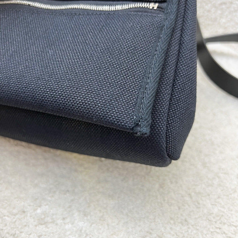 Hermes Mini Herbag Retourne in Noir Black Toile Militaire Canvas, Black Vache Hunter Leather and PHW (Includes free twilly)