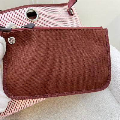 Hermes Retourne Herbag 31 Zip in Ecru / Blanc / Framboise / Rouge Sellier Leather and Canvas