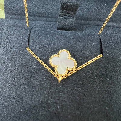 Van Cleef & Arpels VCA Sweet Alhambra Pendant Necklace with Mother of Pearl MOP in 18K Gold (Ref: VCARF69100)