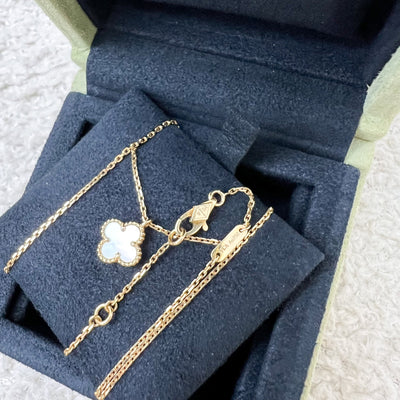 Van Cleef & Arpels VCA Sweet Alhambra Pendant Necklace with Mother of Pearl MOP in 18K Gold (Ref: VCARF69100)