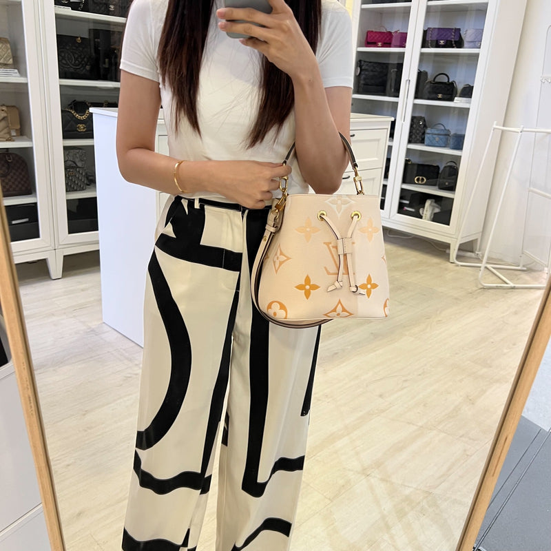 LV NéoNoé BB in By the Pool Gradient Beige Empreinte Leather and GHW (Model: M45716)