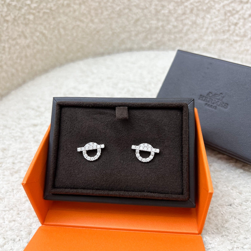 Hermes Finesse Earrings Paved with Diamonds in 18K White Gold
