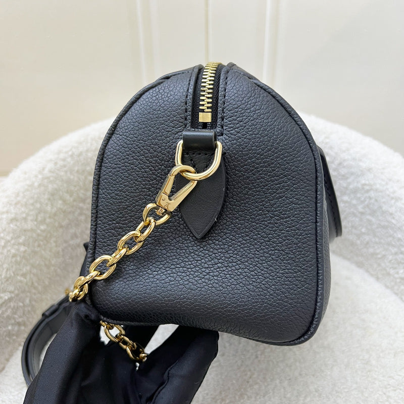 LV Louis Vuitton Speedy Bandouliere 20 in Black Monogram Empreinte Leather and GHW (Model: M58953)