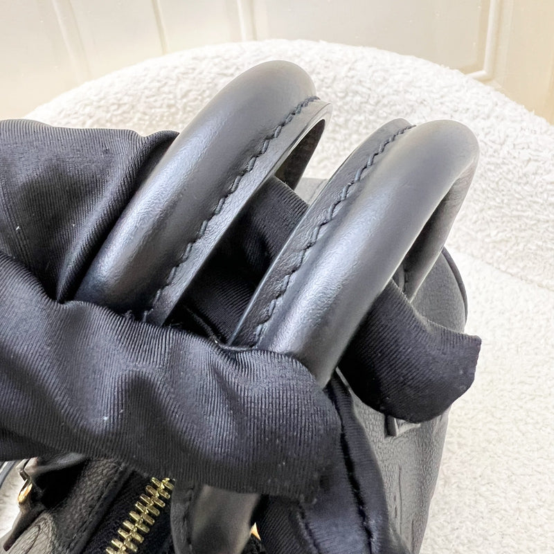 LV Louis Vuitton Speedy Bandouliere 20 in Black Monogram Empreinte Leather and GHW (Model: M58953)