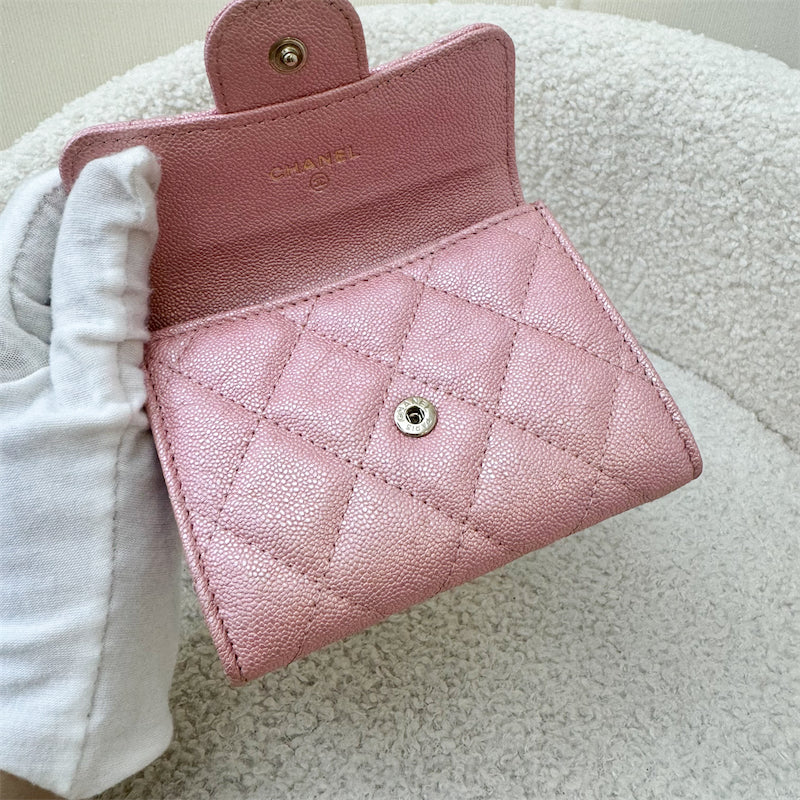 Chanel Classic XL Card Holder in Iridescent Pink Caviar LGHW