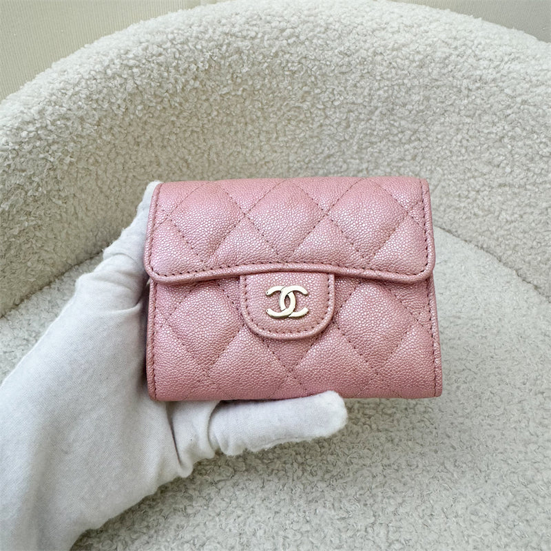 Chanel Classic XL Card Holder in Iridescent Pink Caviar LGHW