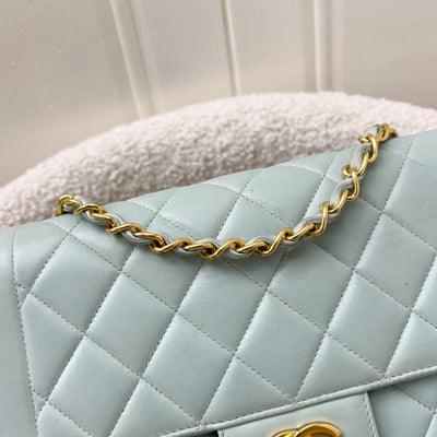 Chanel Vintage Seasonal "Diana" Flap with Back Pocket in Baby Blue Lambskin and 24K Gold-Plated HW