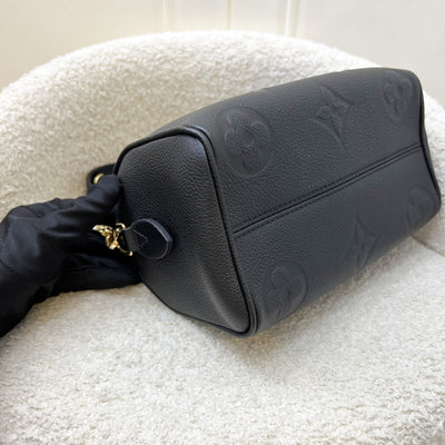 LV Louis Vuitton Speedy Bandouliere 20 in Black Monogram Empreinte Leather and GHW (Model: M58953)