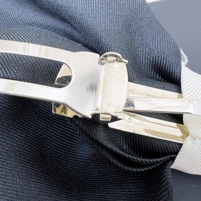 Chanel 23B Bow Barrette Hair Clip in Black and Off White Fabric