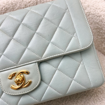 Chanel Vintage Seasonal "Diana" Flap with Back Pocket in Baby Blue Lambskin and 24K Gold-Plated HW