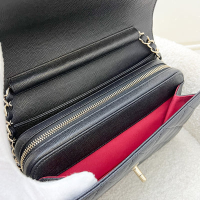 Chanel 22C Like-A-Wallet Flap Bag in Black Caviar and SHW (Model: AS3003)