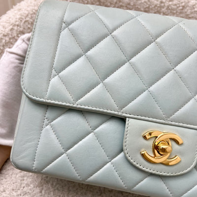 Chanel Vintage Seasonal "Diana" Flap with Back Pocket in Baby Blue Lambskin and 24K Gold-Plated HW