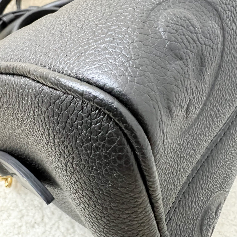 LV Louis Vuitton Speedy Bandouliere 20 in Black Monogram Empreinte Leather and GHW (Model: M58953)