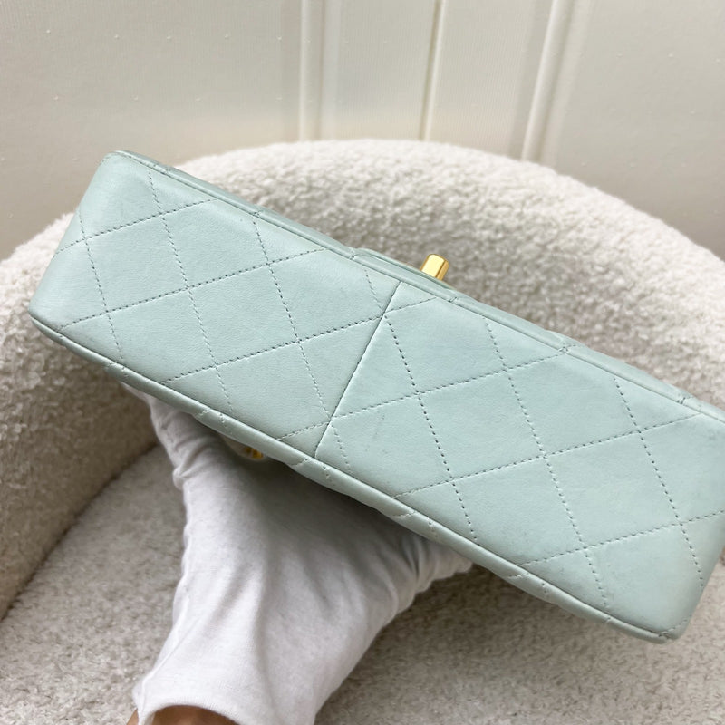 Chanel Vintage Seasonal "Diana" Flap with Back Pocket in Baby Blue Lambskin and 24K Gold-Plated HW