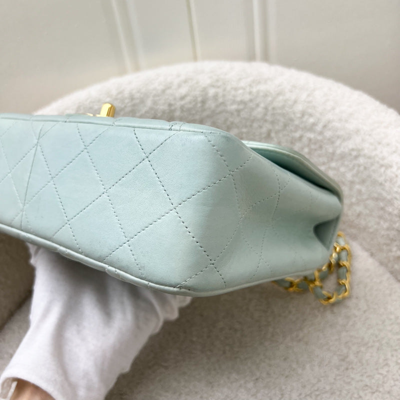 Chanel Vintage Seasonal "Diana" Flap with Back Pocket in Baby Blue Lambskin and 24K Gold-Plated HW