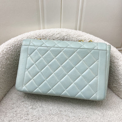 Chanel Vintage Seasonal "Diana" Flap with Back Pocket in Baby Blue Lambskin and 24K Gold-Plated HW