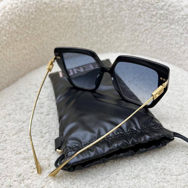 Fendi Black Sunglasses with Gold Arms (Comes with Black Fendi Pouch)