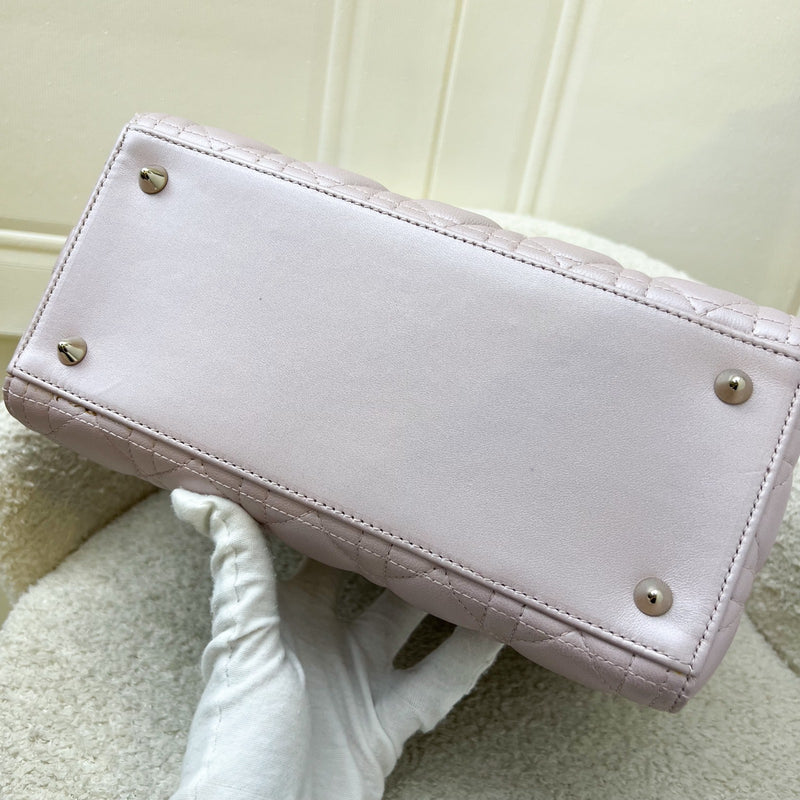 Dior Medium Lady Dior in Iridescent Lotus Pink Lambskin and LGHW (New Flap Closure) (Model: M0565OBDU)