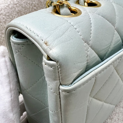 Chanel Vintage Seasonal "Diana" Flap with Back Pocket in Baby Blue Lambskin and 24K Gold-Plated HW