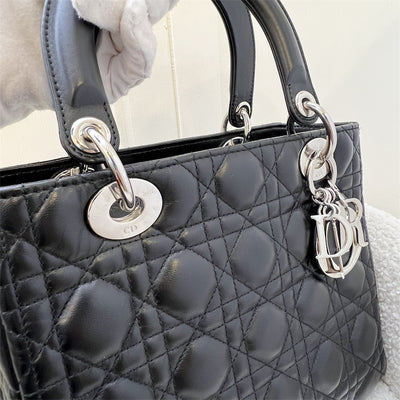 Dior Medium Lady Dior in Black Lambskin and SHW