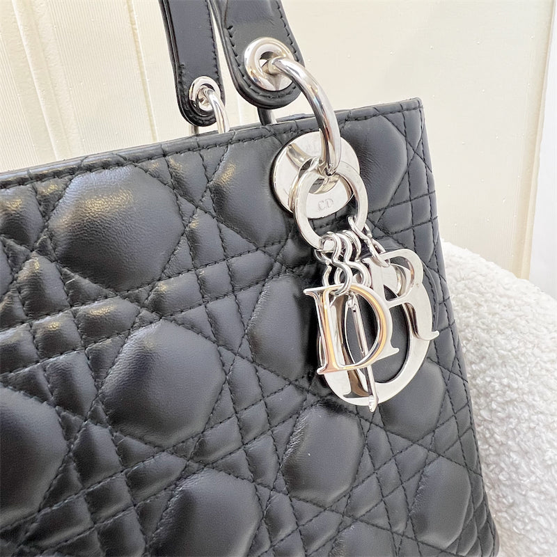 Dior Medium Lady Dior in Black Lambskin and SHW