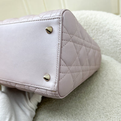 Dior Medium Lady Dior in Iridescent Lotus Pink Lambskin and LGHW (New Flap Closure) (Model: M0565OBDU)