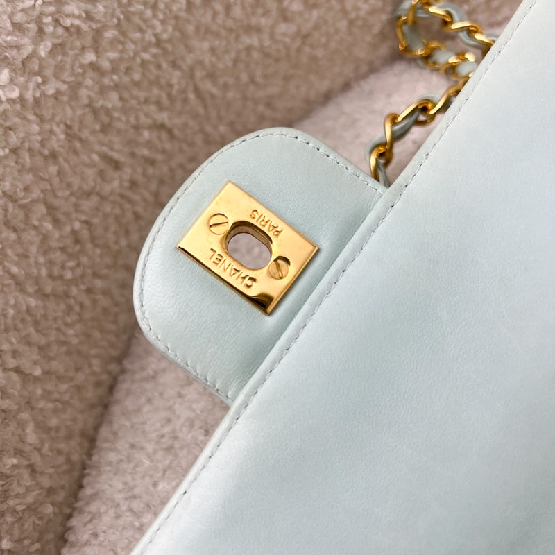 Chanel Vintage Seasonal "Diana" Flap with Back Pocket in Baby Blue Lambskin and 24K Gold-Plated HW