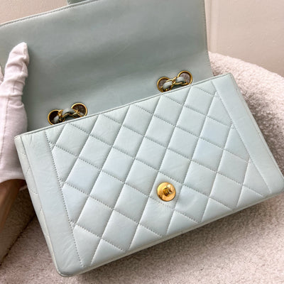 Chanel Vintage Seasonal "Diana" Flap with Back Pocket in Baby Blue Lambskin and 24K Gold-Plated HW