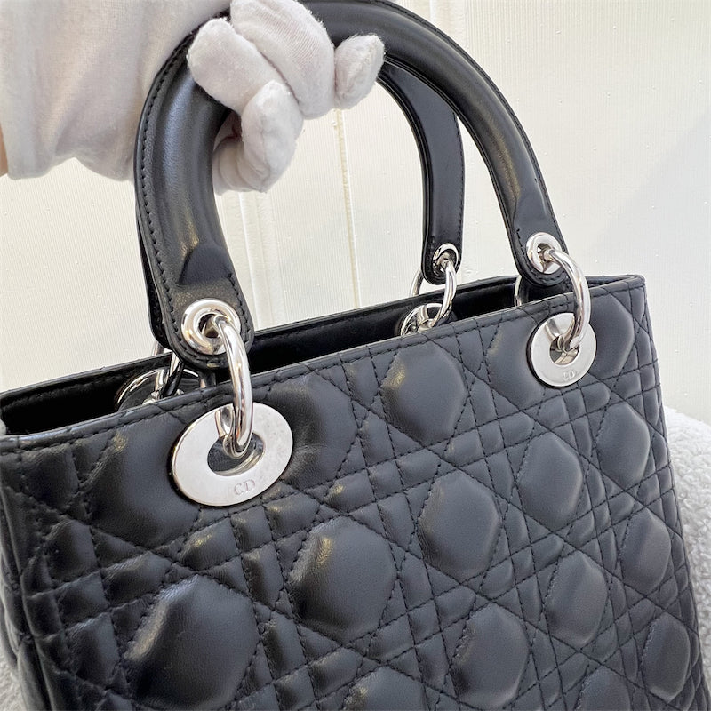 Dior Medium Lady Dior in Black Lambskin and SHW