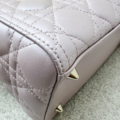 Dior Medium Lady Dior in Iridescent Lotus Pink Lambskin and LGHW (New Flap Closure) (Model: M0565OBDU)