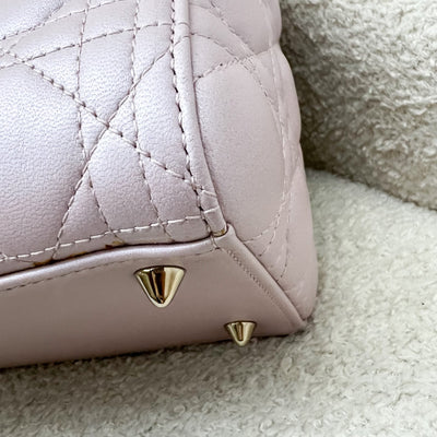 Dior Medium Lady Dior in Iridescent Lotus Pink Lambskin and LGHW (New Flap Closure) (Model: M0565OBDU)