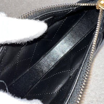 Chanel 25A Fortune Cookie Mini Pouch / Bag Charm in Black Shiny Crumpled Lambskin and AGHW