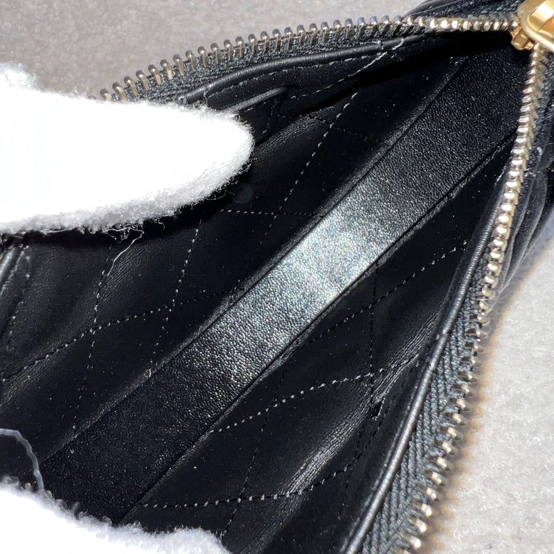 Chanel 25A Fortune Cookie Mini Pouch / Bag Charm in Black Shiny Crumpled Lambskin and AGHW