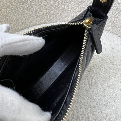 Chanel 25A Fortune Cookie Mini Pouch / Bag Charm in Black Shiny Crumpled Lambskin and AGHW